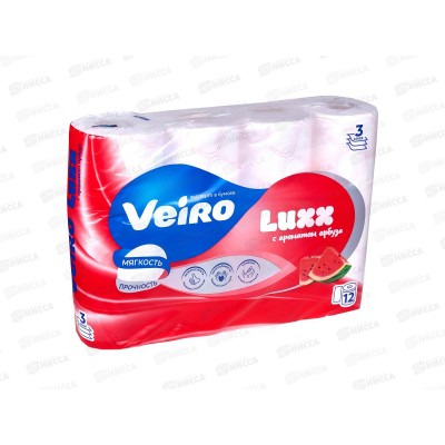 Бумага туалетная Linia Veiro LUXX Арбуз Aroma 3-х слойная 12 рулонов  5С312Aрбуз