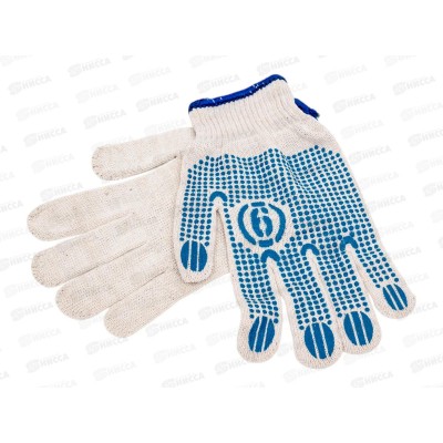 Перчатки трикотажные с ПВХ Люкс белые р.9 арт.304Б*10/400