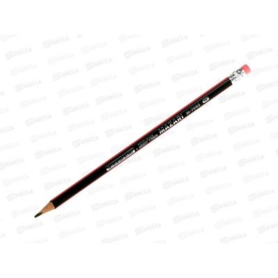 Карандаш ч/г с ласт. MAZARI Black, HB, пл., M-7093 *48/1440