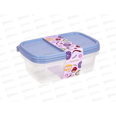 Контейнер Романо прямоугольн набор 0,9л 3шт С857 серо-голубой Контейнер Романо прямоугольн набор 0,9л 3шт С857 серо-голубой