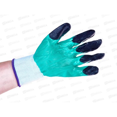 Перчатки нейлоновые №10 зеленые/черные №30/2 *12/960