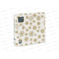 Салфетки 3 слойные 20 листов 33*33 Bouquet Home Золотые снежинки 57515*12