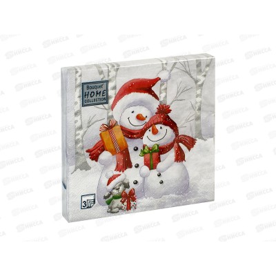 Салфетки 3сл 20л 33*33 Bouquet Home Добрые снеговики 25435*12