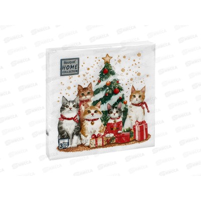 Салфетки 3сл 20л 33*33 Bouquet Home Котята у елки 25434*12