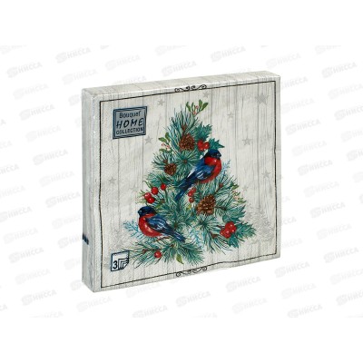 Салфетки 3сл 20л 33*33 Bouquet Home Изящная ель 25437 *12