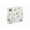 Салфетки 3 слойные 20 листов 33*33 Art Bouquet Новогодние звезды на белом 57522 *12