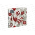 Салфетки 3сл 20л 33*33 Bouquet Home Красные игрушки на серебр,25122*12