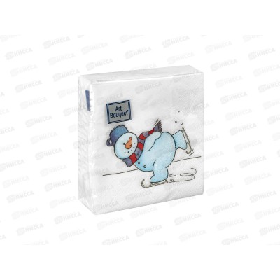 Салфетки 2 слойные 30 листов  20*20 Art Bouquet Снеговик на коньках,25445*26