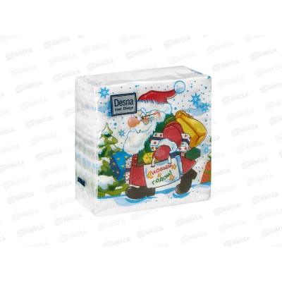 Салфетки 1 слойные 40 листов 24*24 Desna Design Дед Мороз с подарками,57536*32