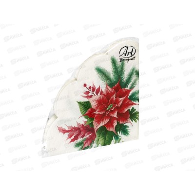 Салфетки 3сл 12л Ф32см Art Bouquet Rondo Пуансеттия 57091 *15
