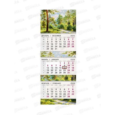 Календарь АД 2026 кварт. 3бл. Сосна 295*210 0607.262 *40 Календарь АД 2026 кварт. 3бл. Сосна 295*210 0607.262 *40