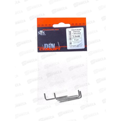 Крючок прямоугольный Г-образный 3.0*40 4шт пакетик (костыль) *10/100 Крючок прямоугольный Г-образный 3.0*40 4шт пакетик (костыль) *10/100