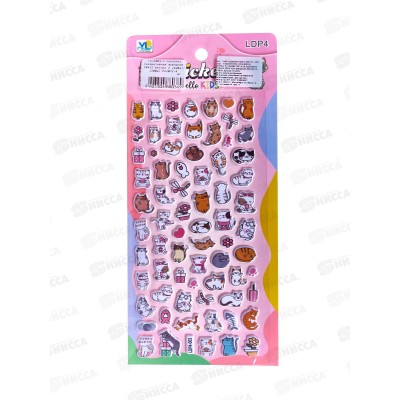 Наклейка ПГС декор.зефирная 10*22см Котики 2 *20 Р22072-4