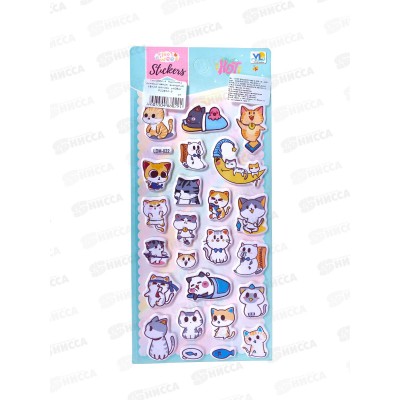 Наклейка ПГС декор.зефирная 10*23см Котики *20 Р22072-5