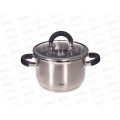 Кастрюля Lara LR02-9001 нерж 16*10,5см 2,1л индук, все виды плит, слив