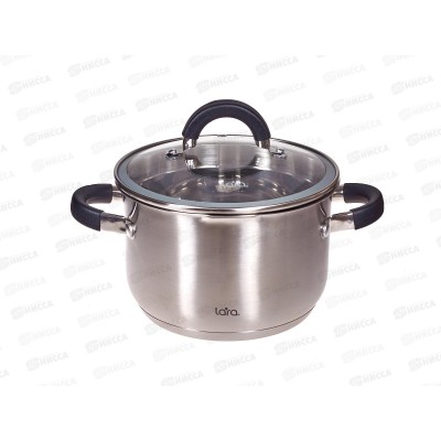 Кастрюля Lara LR02-9002 нержавеющая сталь 18*11,5см 2,9л индук, все виды плит, слив Кастрюля Lara LR02-9002 нержавеющая сталь 18*11,5см 2,9л индук, все виды плит, слив