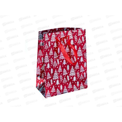 Пакет подарочный г/ф 18*23 красный Елочки Р725-4 *12