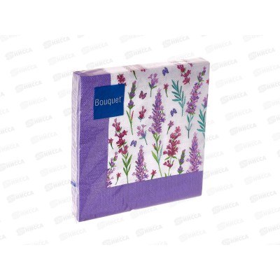 Салфетки 3 слойные 20 листов 33*33 Art Bouquet Скатерть с лавандой 25241 *12