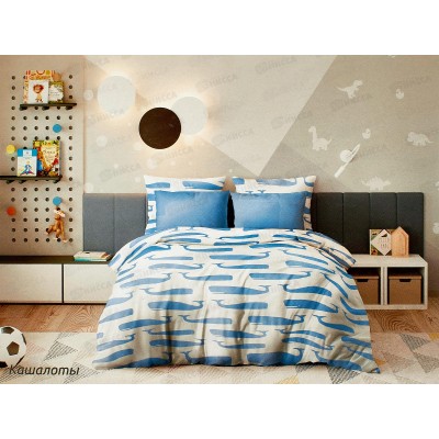 Комплект постельного белья 1,5сп Бязь 120гр НН Кашалоты 500472-1+510333-29 50*70(1)