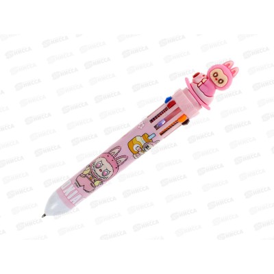 Ручка авт. MAZARI Зубастик 10-ти цв., 0,7мм 6диз  8008 *36