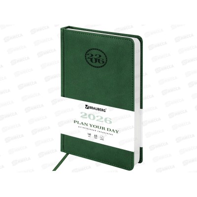 Ежедневник BRAU 2026 А5,Favorit п/кож, зеленый 117038
