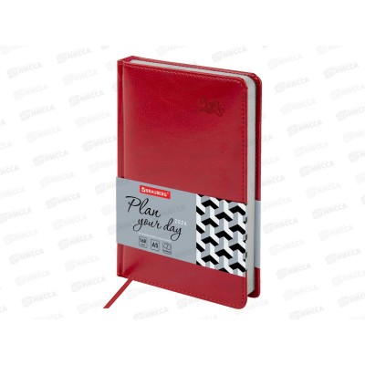 Ежедневник BRAU 2026 А5,Rainbow, под кожу, красный 117077