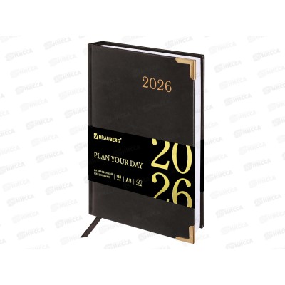 Ежедневник BRAU 2026 А5,Senator п/кожу, черный 117094 *10 Ежедневник BRAU 2026 А5,Senator п/кожу, черный 117094 *10