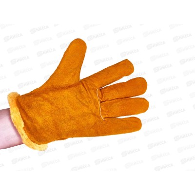 Перчатки Драйвер утепленные спилковые мех *12/144