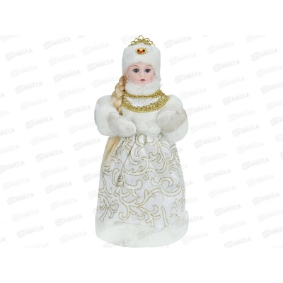 Снегурочка в бело-золотой шубе, 30см Т-6351