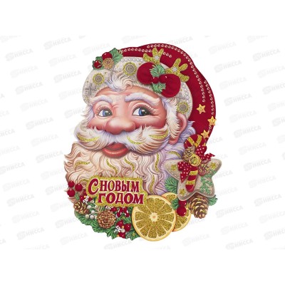 Плакат на скотче Дедушка Мороз, 35см, глиттер, НУ-8233