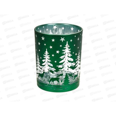 Подсвечник "Снежный лес" 10*12,5см изумруд 201-3894 Подсвечник "Снежный лес" 10*12,5см изумруд 201-3894