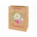 Пакет подарочный MI 26,4х32,7х13,6см Цветы, ППК-2770 *12