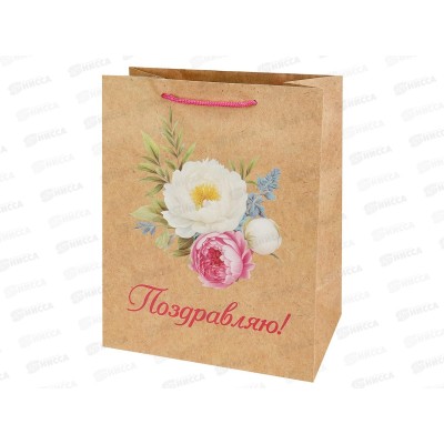 Пакет подарочный MI 26,4х32,7х13,6см Цветы, ППК-2770 *12