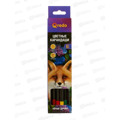 Карандаши  6цв QREDO &quotFOX&quot пластик, трехгранные, 15-3177  *24/480