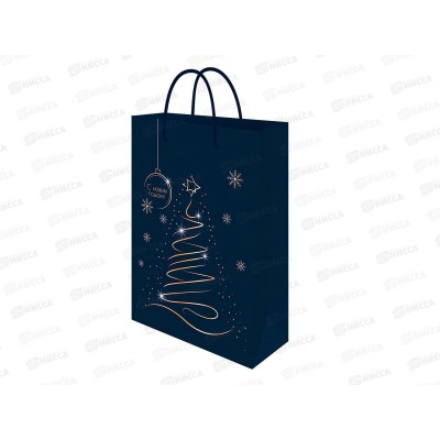 Пакет подарочный MI 14х20х6,5см (MS) Синий с елкой, ППК-2280 *12