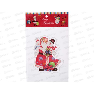 Наклейка на стекло "Дед Мороз и Снеговики" 15*20см 185-0794