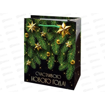 Пакет подарочный MI 18х23х10см (M) Счастливый Новый год, ППК-2320 *12