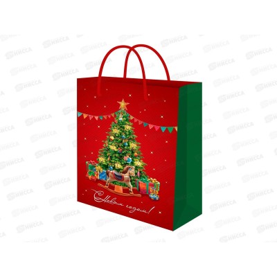 Пакет подарочный MI 22х31х10см (МL) Елка с подарками, ППК-2331*12