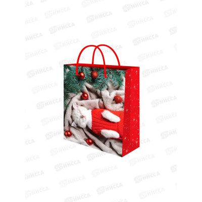 Пакет подарочный MI 22х31х10см (МL) Кот под елкой, ППК-2333*12