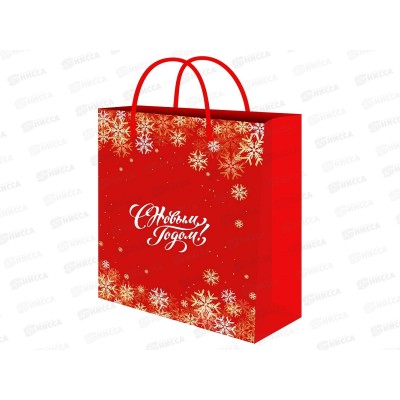 Пакет подарочный MI 26,4х32,7х8см (L) Красн.новогодний ППК-2355*12
