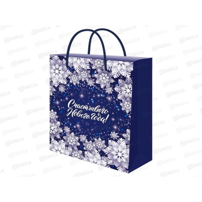 Пакет подарочный MI 26,4х32,7х8см (L) Синий новогодний ППК-2356*12