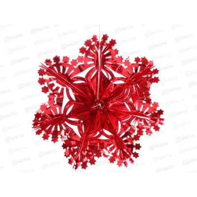 Украшение фольга "Сказочная снежинка" 30см красный 202-437 Украшение фольга "Сказочная снежинка" 30см красный 202-437