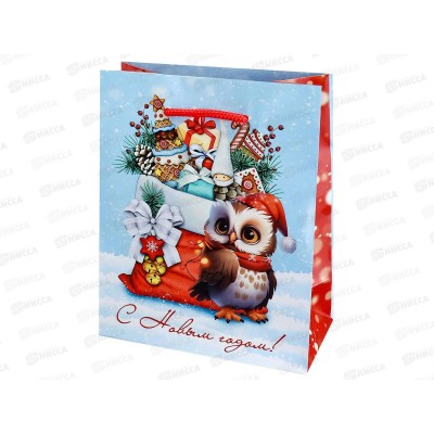 Пакет подарочный MI 11,5х14,5х6см (S) Сова с подарками ППК-2276 *12