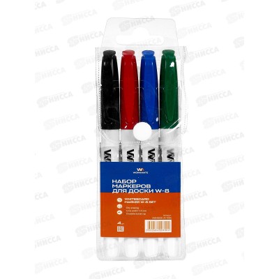 Маркеры д/доски Workmate W-8, 4цвета, 1-3мм, 14-7884  *12/144