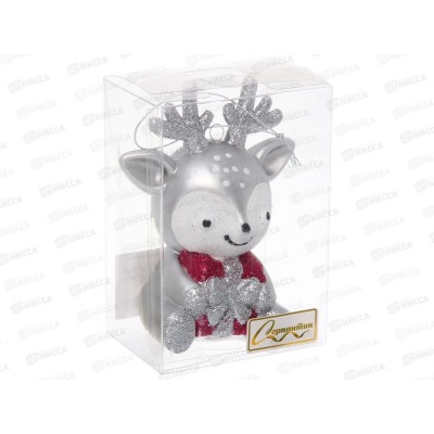 Елочная игрушка Веселый олененок 8*11,5см серебро 916-1625