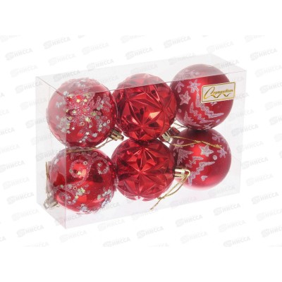 Набор елочных шаров 6шт "Вивальди" 6см красный 201-5133 Набор елочных шаров 6шт "Вивальди" 6см красный 201-5133