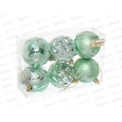 Набор елочных шаров 6шт "Вивальди" 6см нежно-зеленый 201-5163 Набор елочных шаров 6шт "Вивальди" 6см нежно-зеленый 201-5163
