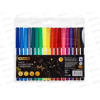 Фломастеры 18цв. ПандаРог &quotMystery Cat&quot смываемые, 15-7493   *12/144