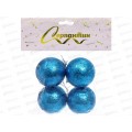 Набор елочных шаров 4шт Блестящее напыление 5см голубой 201-0535 Набор елочных шаров 4шт Блестящее напыление 5см голубой 201-0535