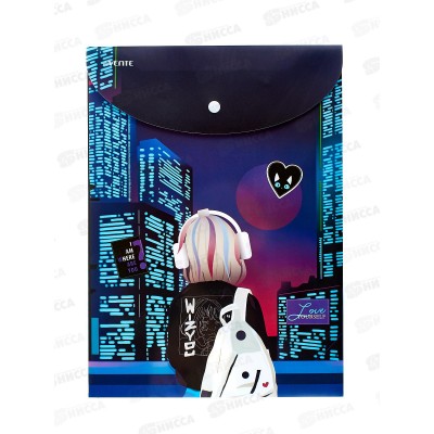 Папка-конверт пл. на кноп deVENTE 240*330 City Girl, 300мк 3079405 *12